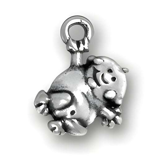 Charm Factory Baby Charm, made of silver, features a smiling baby figure with detailed facial features and limbs.