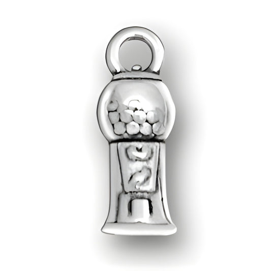 Charm Factory Bubble Gum Machine Charm, made of silver, features detailed gumball design and loop for attachment.