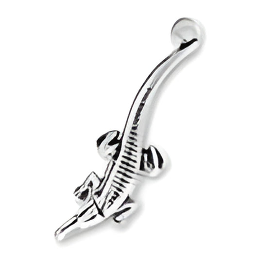 Crocodile Charm by Charm Factory, crafted from shiny silver-tone metal, featuring intricate detailing and a sleek design.