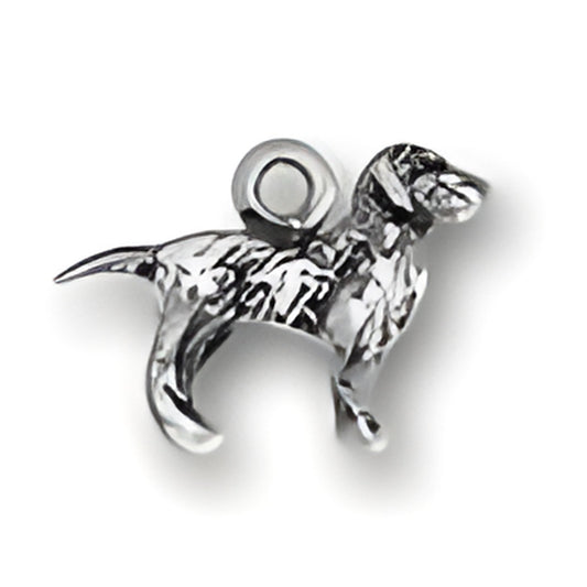 Charm Factory Dog Charm, crafted from silver, features a detailed dog design with a loop for attachment.