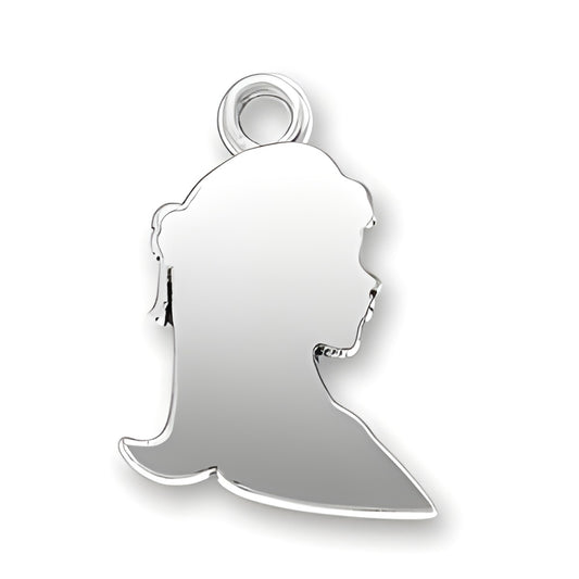 Charm Factory Girls Profile Charm, crafted from polished silver, features a silhouette of a girl's profile.