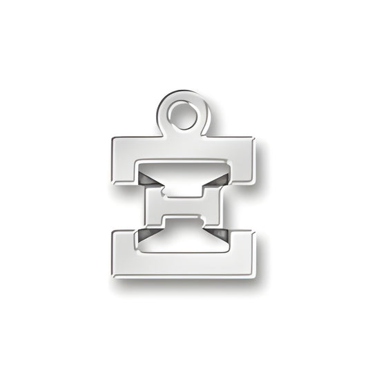 Greek Xi Charm in sterling silver, featuring a stylized letter design with a loop for attachment.