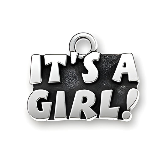 Charm Factory It's a Girl! Charm made of silver-tone metal featuring bold, playful lettering.