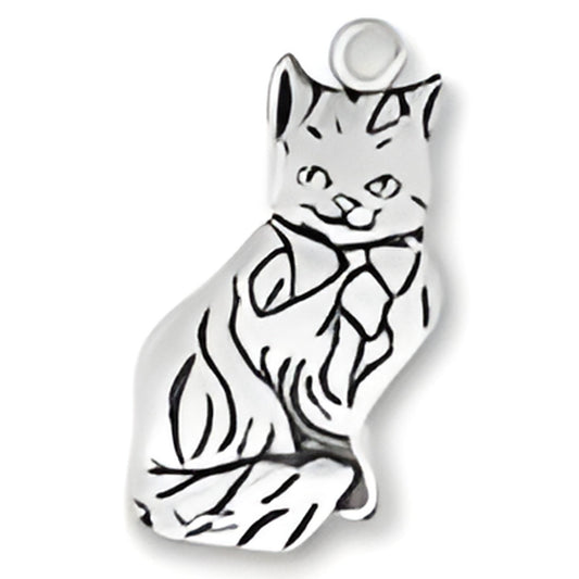Large Flat Cat Charm by Charm Factory, crafted from sterling silver, featuring a detailed cat design.