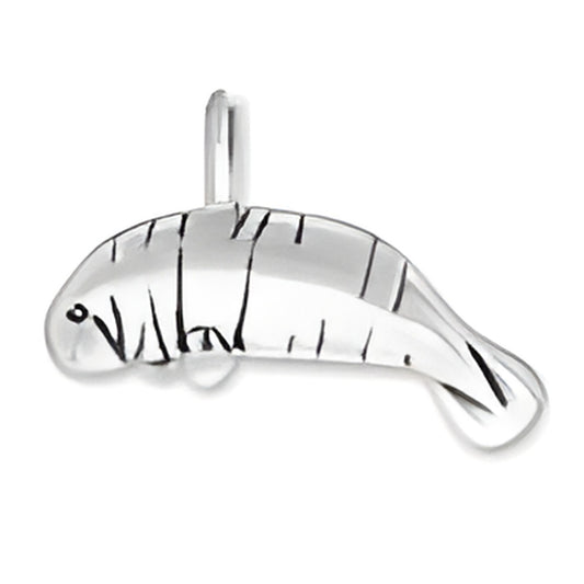 Large Manatee Charm by Charm Factory, crafted from silver with detailed engravings for texture.
