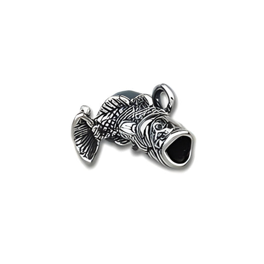 Large Mouth Bass Charm made of silver-tone metal, featuring intricate detailing and a realistic design.