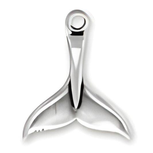 Large Whale Tail Charm by Charm Factory, made of polished silver, featuring a detailed tail design.