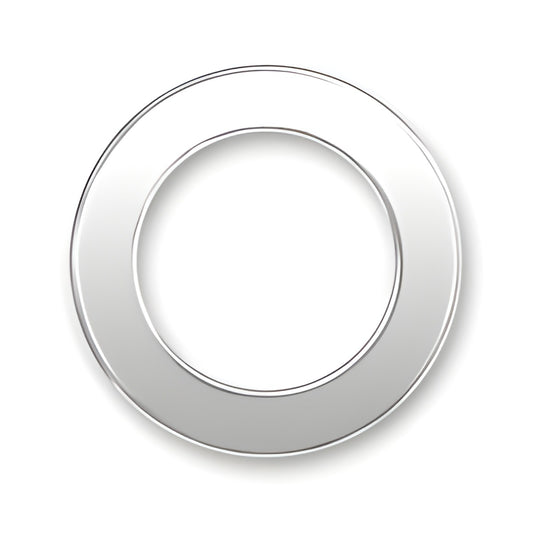 Charm Factory Message Ring made of polished silver, featuring a sleek, modern design with a circular shape.