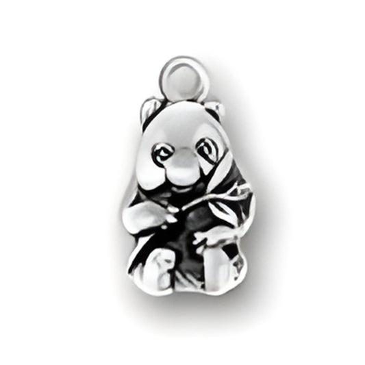 Charm Factory Panda Charm made of sterling silver, featuring a cute panda holding a bamboo shoot.