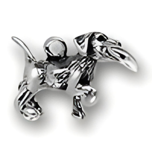 Charm Factory Puppy with Paper Charm, crafted from sterling silver, depicting a playful puppy in motion.