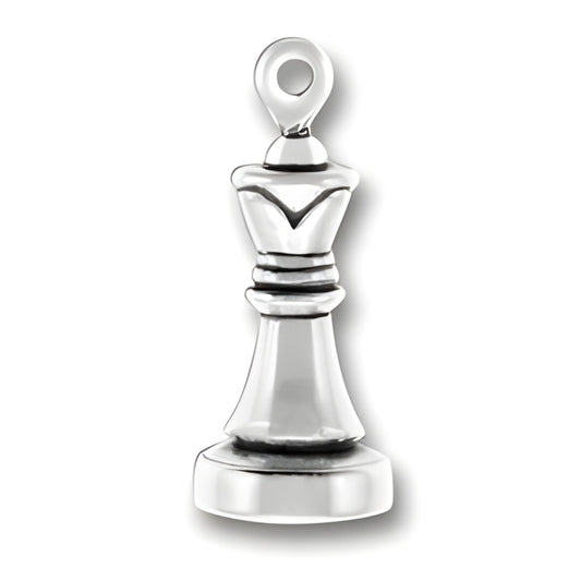 Charm Factory Queen Chess Piece Charm, crafted from sterling silver, featuring intricate detailing and a polished finish.