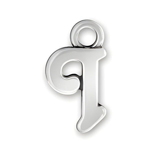 Charm Factory Script Letter I Charm, crafted from polished sterling silver, featuring a stylish, elegant design.
