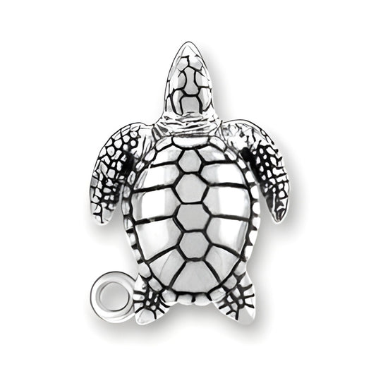 Charm Factory Sea Turtle Charm, crafted from silver, featuring intricate detailing of the turtle's shell and fins.