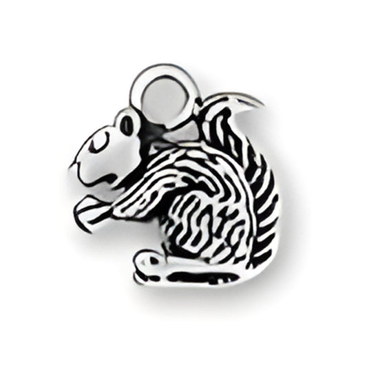 Charm Factory Squirrel Charm made of sterling silver, featuring detailed fur and a playful pose.
