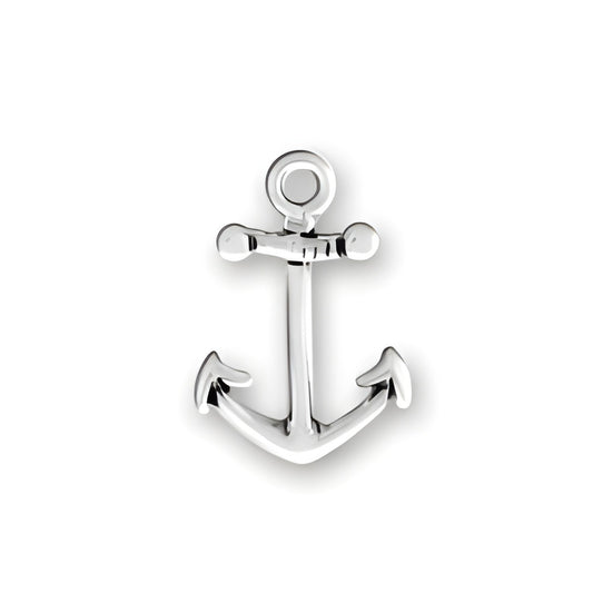 Sterling Silver Anchor Charm featuring a polished anchor design with a loop for attachment.