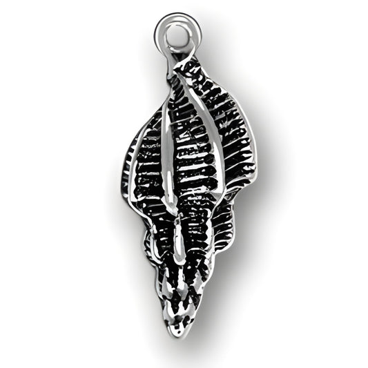 Sterling Silver Concha Shell Charm featuring intricate detailing and a polished finish, perfect for jewelry making.