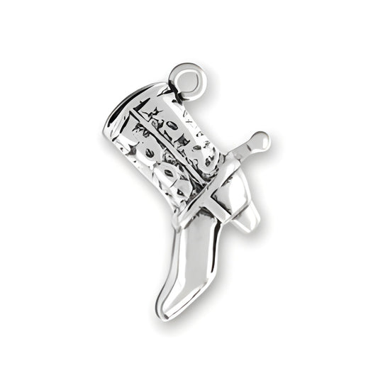 Charm Factory Sterling Silver Cowboy Boot Charm featuring detailed design and polished finish.