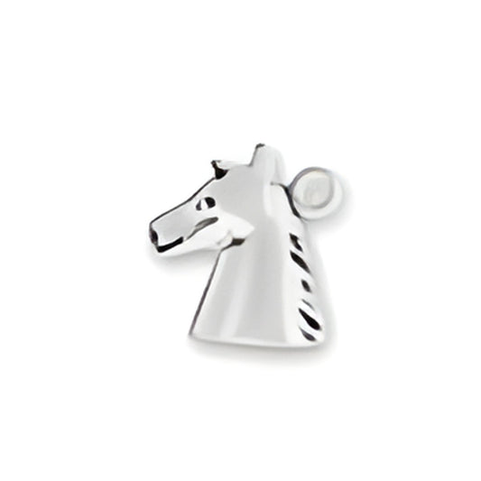 Sterling Silver Horse Head Charm featuring detailed design and polished finish, ideal for charm bracelets.