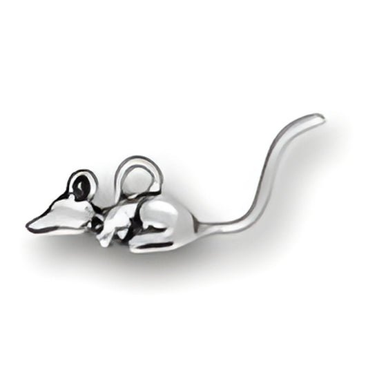 Charm Factory Sterling Silver Mouse Charm featuring a detailed design of a mouse with a curled tail.