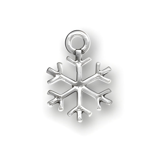 Sterling Silver Snowflake Charm, featuring a detailed snowflake design with six symmetrical points.