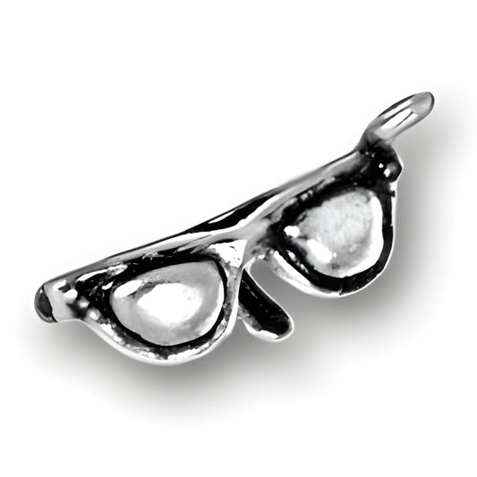 Sterling Silver Sunglasses Charm featuring detailed design with shiny lenses and frame, crafted from sterling silver.