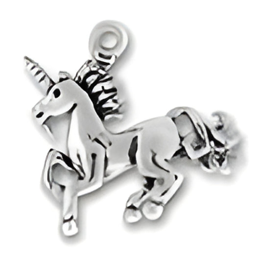 Charm Factory Unicorn Charm, crafted from sterling silver, featuring a detailed unicorn design with a raised mane.