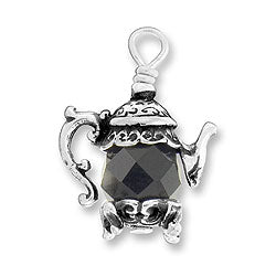 Teapot Charm with Black Bead