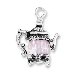 Teapot Charm with Pink Bead