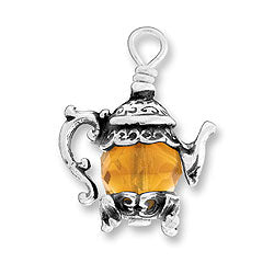 Teapot Charm with Topaz Bead