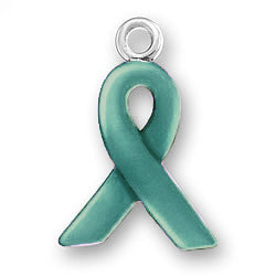 Teal Enamel Ribbon Charm