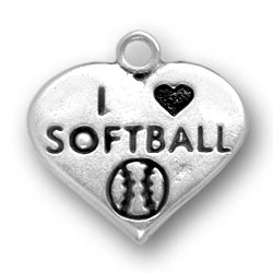 I Heart Softball Charm
