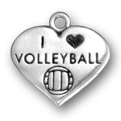 I Heart Volleyball Charm