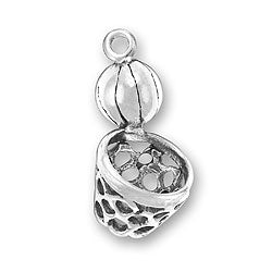 Basketball and Hoop Charm