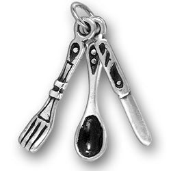Utensil Set with Fork Spoon and Knife Charm