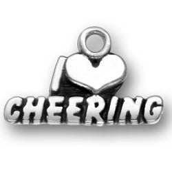 Sterling Silver I Heart Cheering Charm