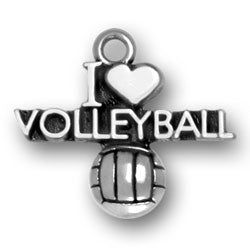 Sterling Silver I Heart Volleyball Charm