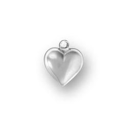 Sterling Silver Small Hollow Puffed Heart Charm
