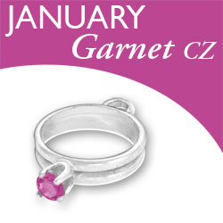 Birthstone Ring Charm - January - Garnet CZ