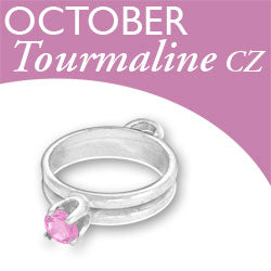 Birthstone Ring Charm - October - Tourmaline CZ