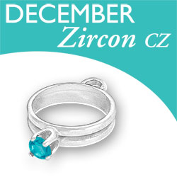Birthstone Ring Charm - December - Zircon CZ