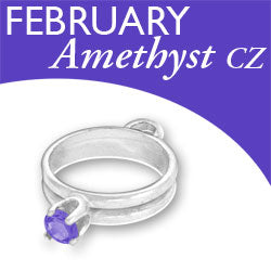 Birthstone Ring Charm - February - Amethyst CZ