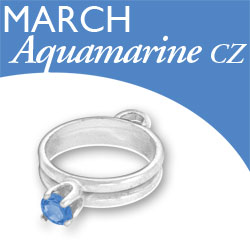 Birthstone Ring Charm - March - Aquamarine CZ