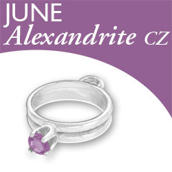 Birthstone Ring Charm - June - Alexandrite CZ