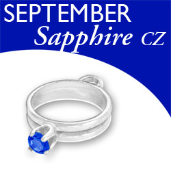 Birthstone Ring Charm - September - Sapphire CZ