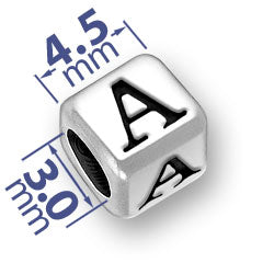4.5mm Rounded Square Letter Block Beads (3mm Hole)