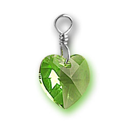 Peridot Swarovski Crystal Heart Charm