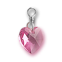 Rose Swarovski Crystal Heart Charm