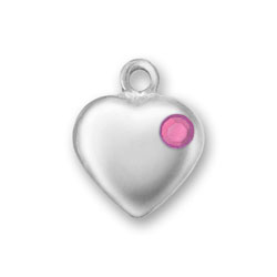Puffed Heart with Pink Crystal