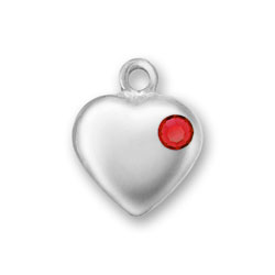 Puffed Heart with Red Crystal