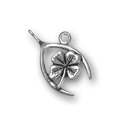 Small Wishbone and Clover Charm